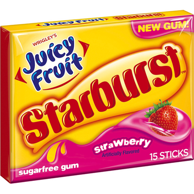 Wrigley's Juicy Fruit Starburst Sugarfree Gum Strawberry 40.5g