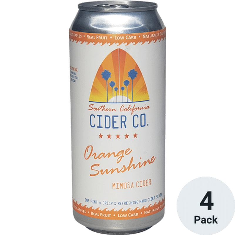 SoCal Orange SunShine Mimosa Cider 4 Pack 16 oz Cans