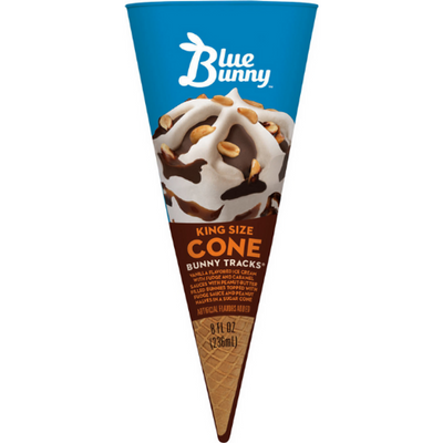 Blue Bunny King Size Bunny Tracks Ice Cream Cone 8 oz