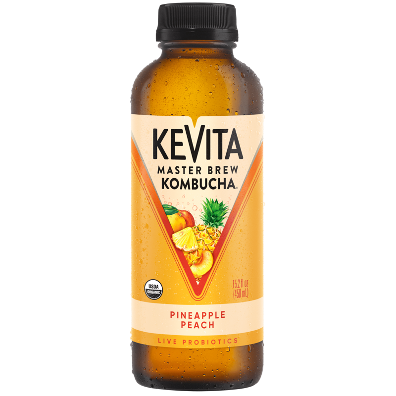 Kevita Pineapple Peach Kombucha 15.2oz Bottle