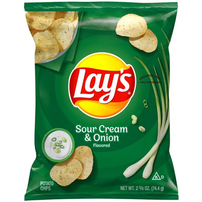 Lay's Sour Cream & Onion Flavored Potato Chips 2.62oz Bag