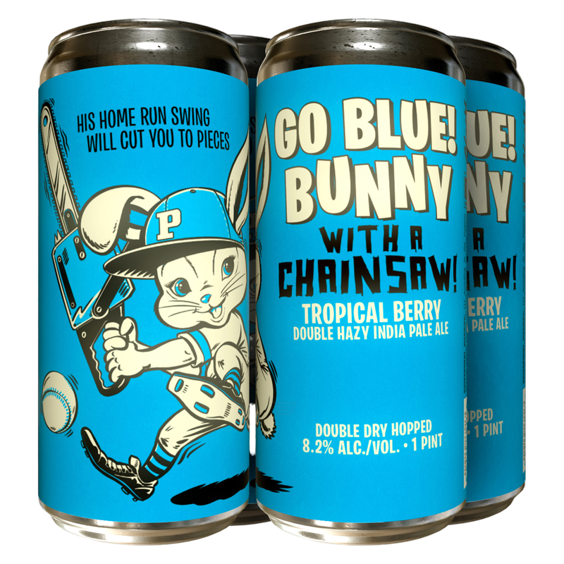 Paperback Go Blue! Bunny With A Chainsaw Tropical Berry Double Hazy IPA Can 16oz Can