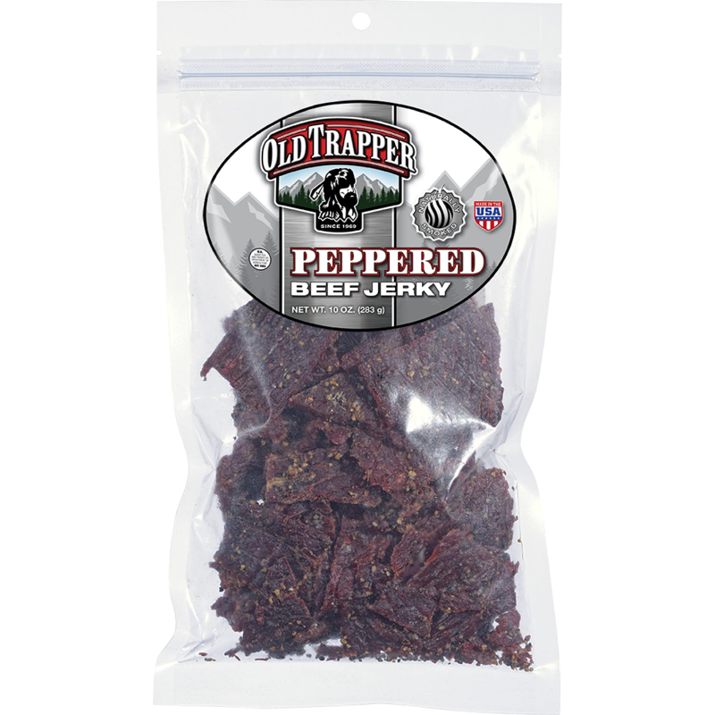 Old Trapper Peppered, Naturally Smoked Beef Jerky - 10 Oz Bag