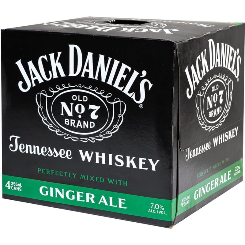 Jack Daniels Jack And Ginger 4 Pack 355ml Cans