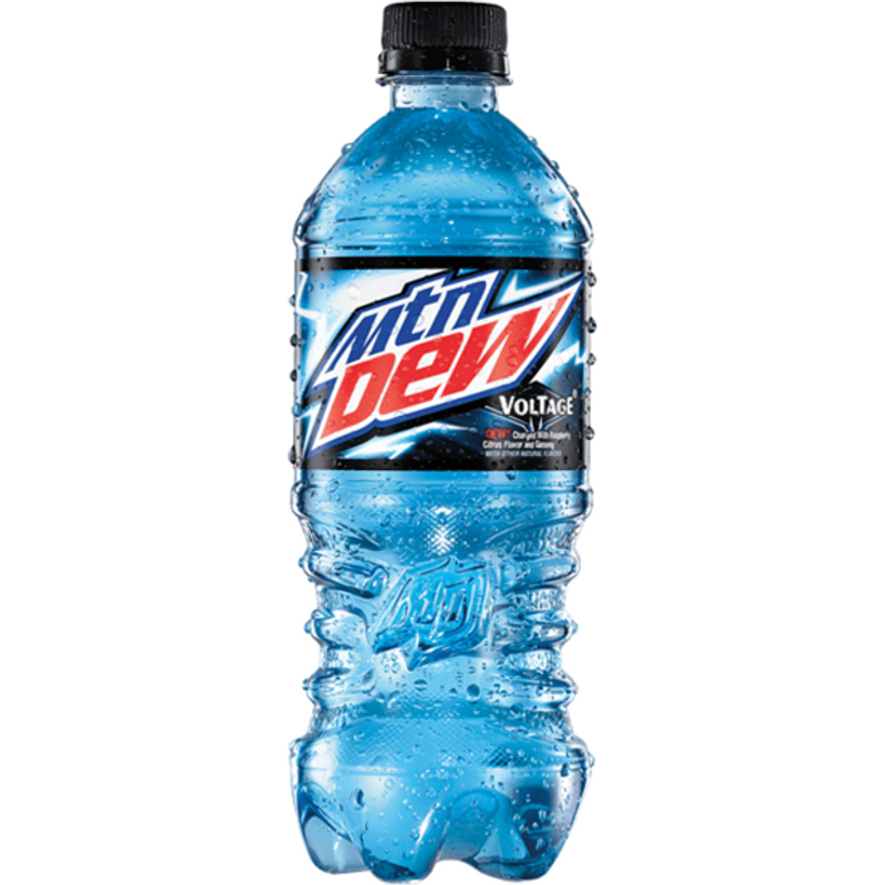 Mountain Dew Voltage Energy Soda Charged with Raspberry Citrus Flavor and Ginseng 20 oz Bottle