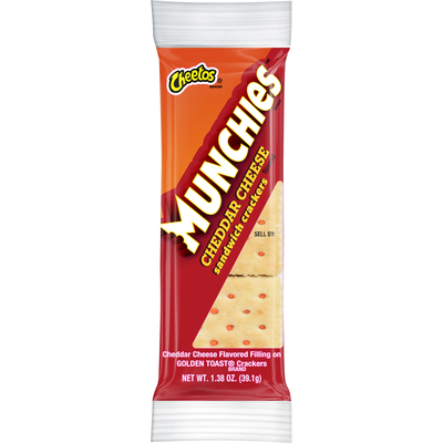 Munchies Sandwich Crackers Cheetos Brand Cheddar Cheese 1.38 oz Bag