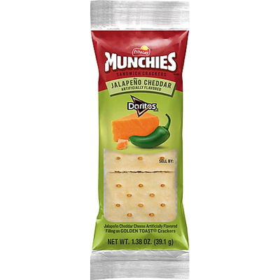 Munchies Sandwich Crackers Doritos Brand Jalapeno Cheddar 1.38 oz Bag