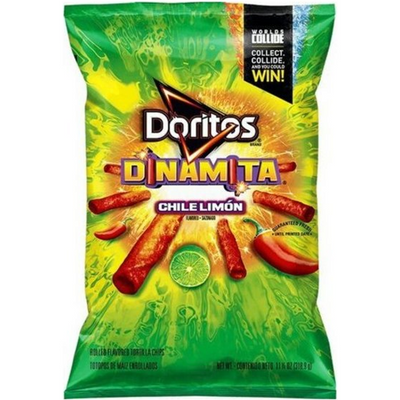 Sabritas Doritos Dinamita Rolled Tortilla Chips Chile Limon 9.25 oz Bag