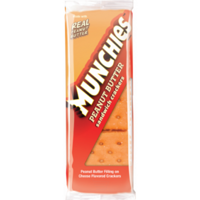 Munchies Sandwich Crackers Peanut Butter Filling on Cheese Flavored Crackers 1.42 oz Bag