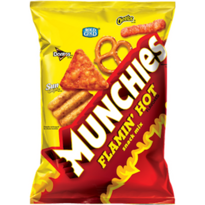 Munchies Flamin' Hot Snack Mix Assorted - Doritos, Cheetos, Sun Chips, Rold Gold 8 oz Bag
