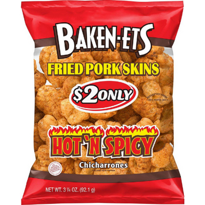 Baken-Ets Hot 'N Spicy Flavored Fried Pork Skins 2.125 oz
