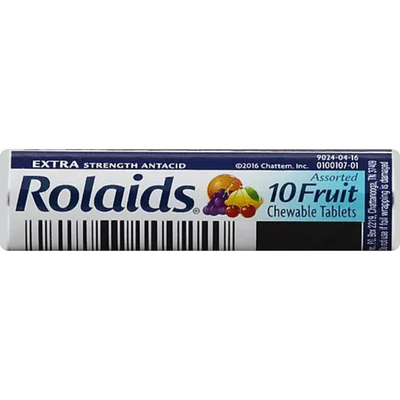 Rolaids Extra Strength Antacid Tablets, Fruit 10ct