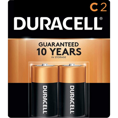 Duracell Battery, Alkaline, C, 1.5 V - 2 CT