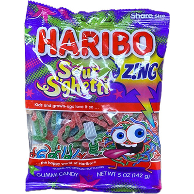 Haribo Sour S'Ghetti Gummy Candy 5oz Bag