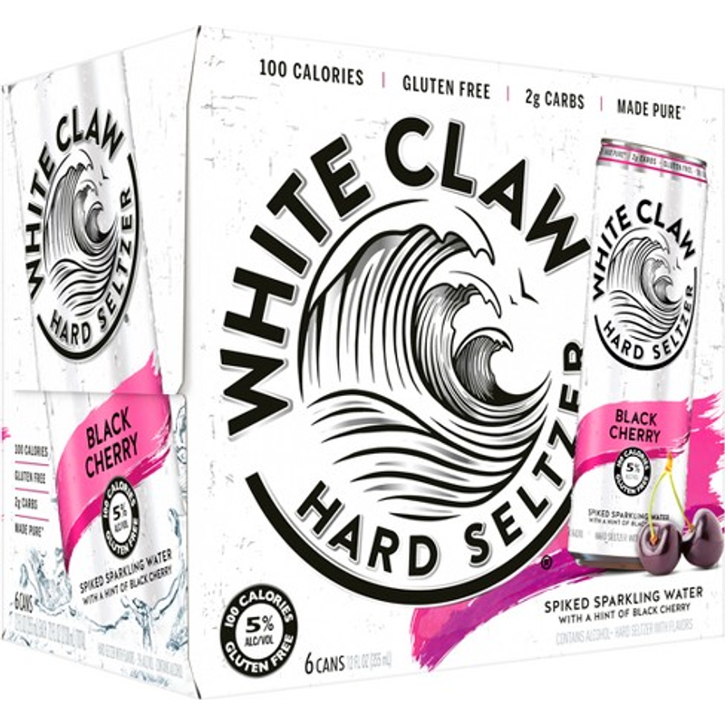 White Claw Hard Seltzer Black Cherry 6 Pack 12 oz Cans