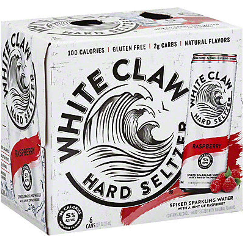 White Claw Spiked Sparkling Water Raspberry 6 Pack 12 oz Cans