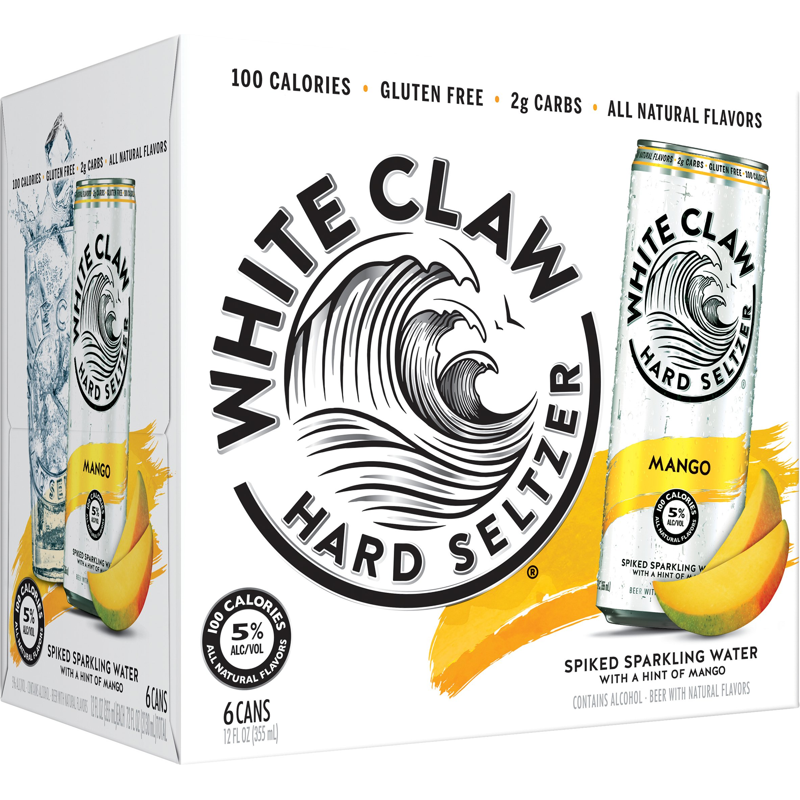 White Claw Spiked Sparkling Water Mango 6 Pack 12 oz Cans
