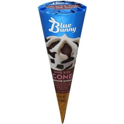 Blue Bunny King Size Vanilla Brownie Ice Cream Cone 8 oz