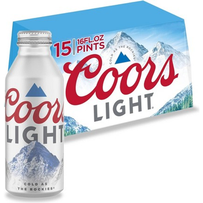 Coors Light 15 Pack 16 oz Aluminium Bottles
