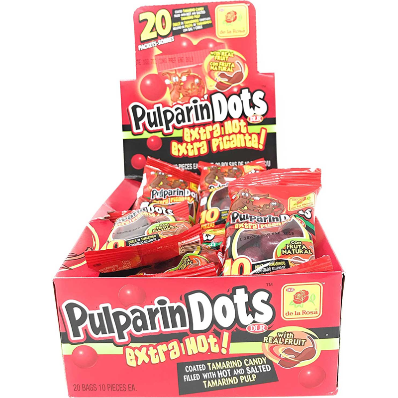 Pulparin Dots Extra Hot Tamarind Candy 2oz Bag