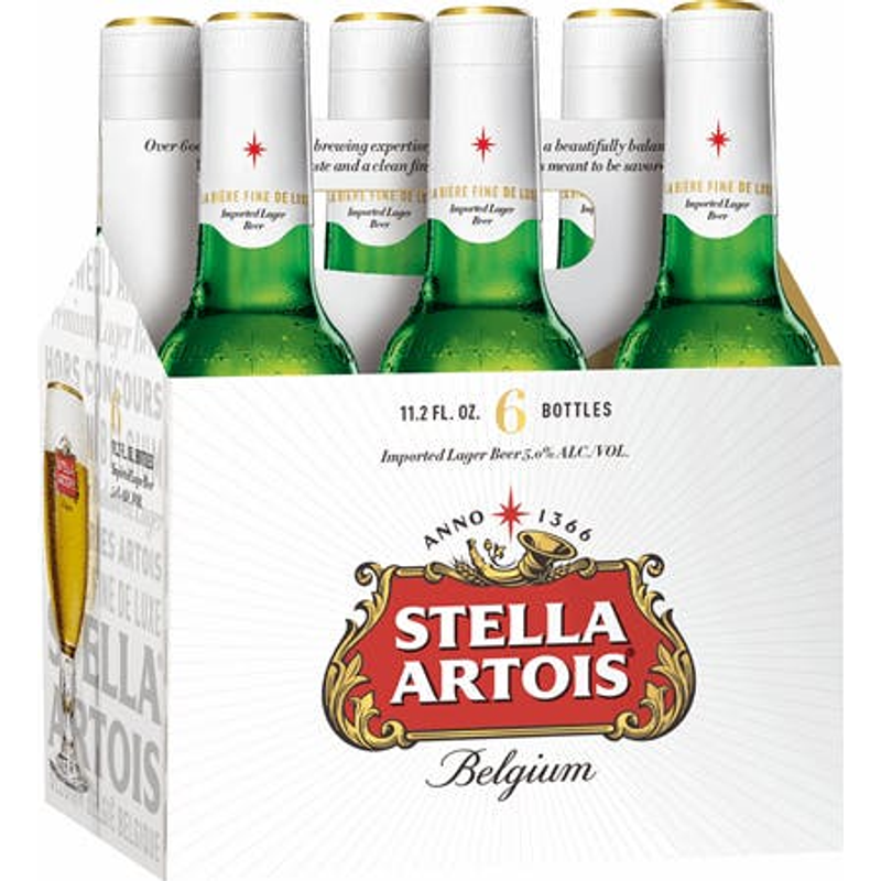 Stella Artois Premium Lager 6 Pack 11.2 oz Bottles