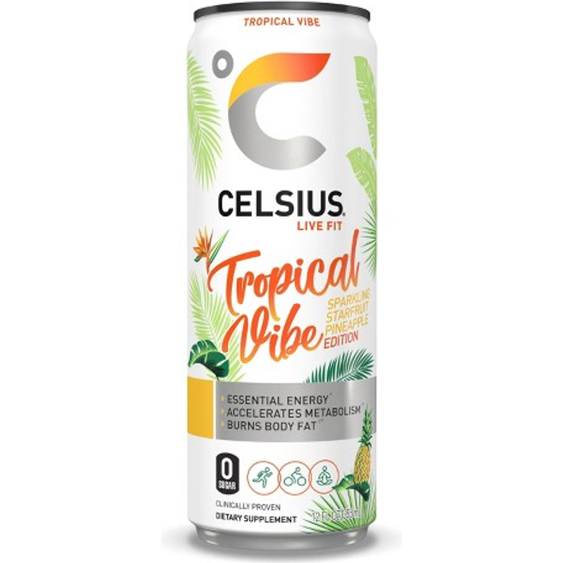 Celsius Sparkling Tropical Vibe Energy Drink 12oz Can